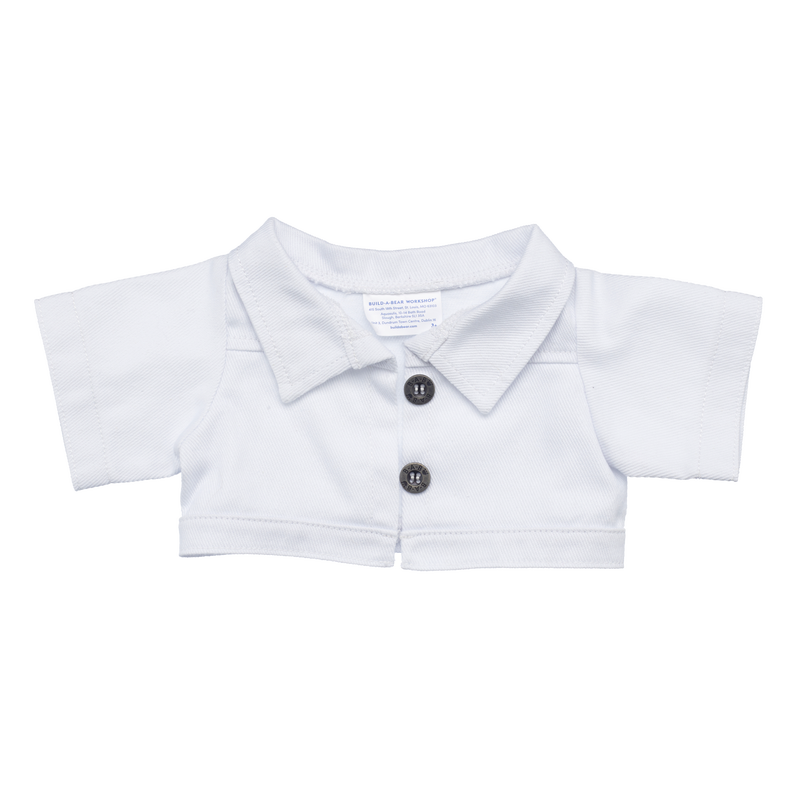 White cropped polo shirt with buttons on a white background